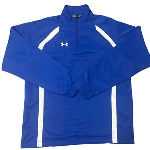 Under Armour Men's Large Performance Windbreaker 1/4 Zip Jacket Royal Blue White
